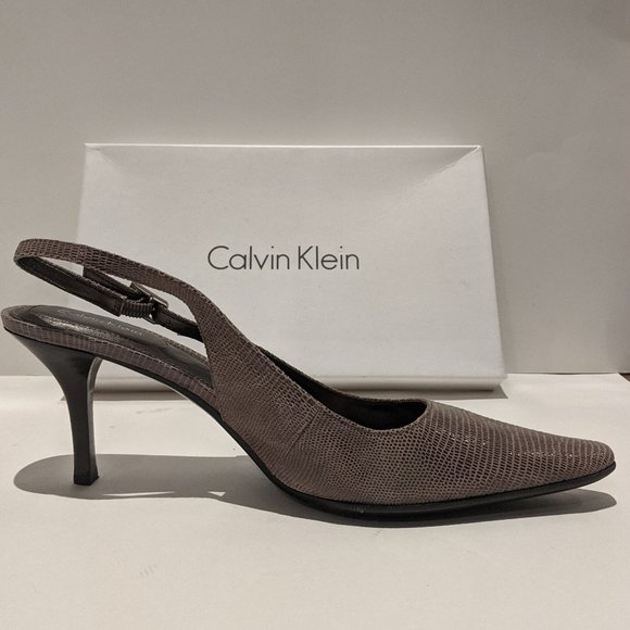 Calvin Klein Shoes - Calvin Klein Day Lizard Print Slingback Heeled Shoes Size 10